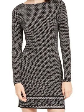 Michael Kors Link Chain Border Shift Dress Black & Silver NEW Women’s Sz M